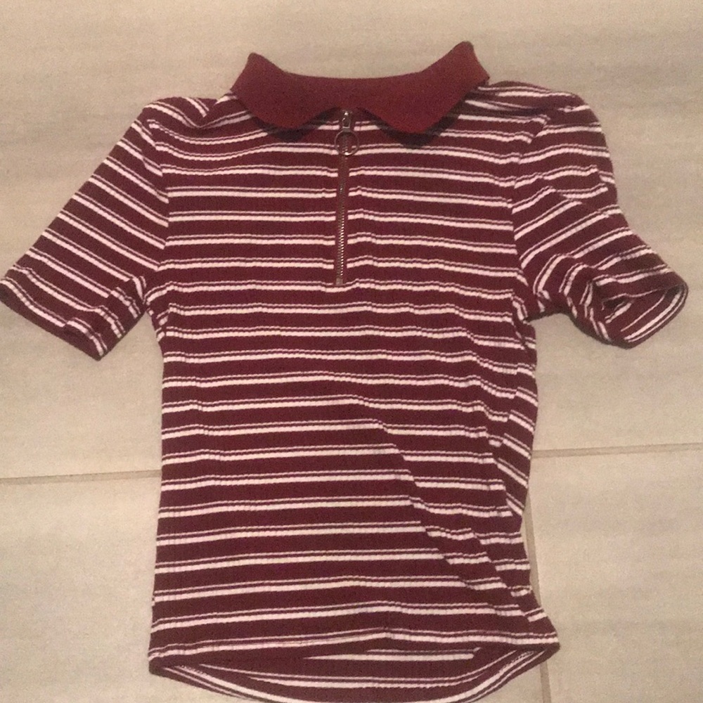 Red and white striped polo